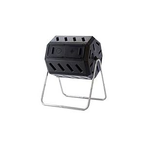 FCMP Outdoor IM4000 Composteur à Double Chambre fabriqué au Canada 100% résine recyclée, bac à Compost Rotatif pour Jardin, Cuisine et déchets de Cour Noir Résine 100% recyclée
