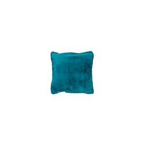 Toison d’or Coussin Mellow en Polyester Fausse Fourrure, 45cm x 45cm, Bleu Paon