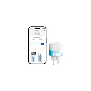 Meross Prise Connectée Mini (Type F), 16A Prise WiFi Compatible avec Alexa et Google Home, Prise avec Mesure de Consommation d'Énergie, Commande Vocale, Contrôle à Distance et Configuration Bluetooth