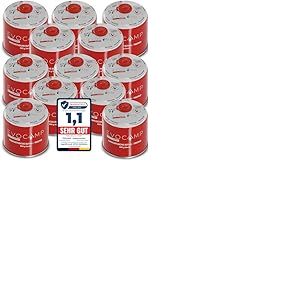 Cartouches de gaz butane 500g, cartouche à vis avec gaz butane/propane 899 ml, cartouche de gaz conforme à la norme EN 417, cartouche à valve avec fermeture à vis, cartouche de gaz de camping (12X)