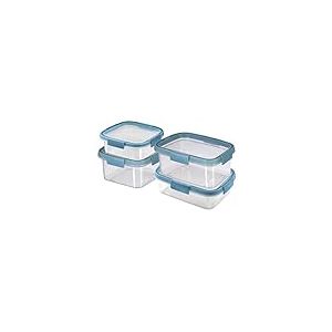 CURVER | Lot de 4 Smart Fresh Recycle (0,9 l + 1 l + 1,1 l + 1,2 l) Ecom, Gris Fumé, 100% Matière Recyclée, 42,5 * 16,5 * 21,5 Cm