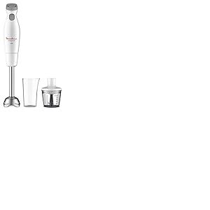 Moulinex DD4521 Easychef Mixeur plongeant 2 en 1 avec verre de 800 ml et accessoire hachoir de 500 ml, 2 réglages de vitesse, facile à nettoyer, puissance 450 W