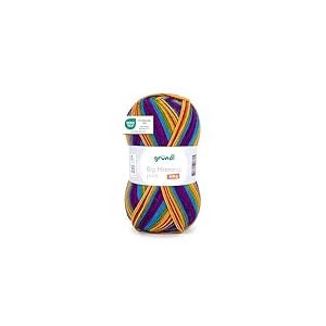Gründl Laine Big Mamma Print - Laine XXL à tricoter - grosse pelote 400 g / 1040 m - dégradé de laine en 100% polyacrylique - maïs jaune-magenta-rouge feu-turquoise-vert herbe