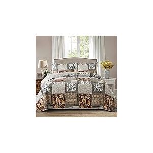 NEWLAKE Parure de lit r&eacute;versible en Coton avec Motif Cachemire Floral Chic, tr&egrave;s Grand lit