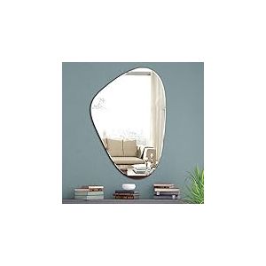 LYLDACER Yanliff Miroir de décoration Murale irrégulière. Miroir Moderne asymétrique sans Cadre pour Mur (33,4 x 50,8 cm). Miroir décoratif biseauté argenté.