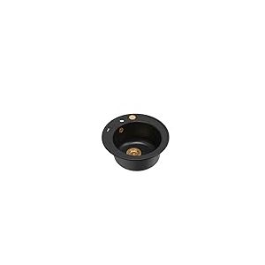 QUADRON évier rond cuisine Carbone Pur + Cuivre Pvd | Taille Ø 51 cm, granit évier en granit | MORGAN 210 évier à encastrer avec trou pour robinet | évier monocuve évier de cuisine