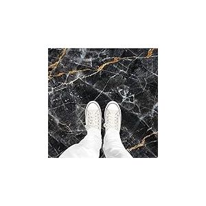 Ambiance Sticker Sol Carreaux de Ciment Azulejos avec Laminat de Protection Plastique Anti-D&eacute;rapant | Mabre Noir Sol R&eacute;sistant &agrave; l'eau - Sticker Carrelage Adh&eacute;sif pour Sol - 40 x 40 cm
