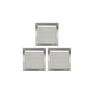 Amig - Grille de ventilation carrée en Aluminium | Grilles d'aération pour sortie d'air | Idéal pour plafond de cuisine et de salle de bain | Dimensions : 150 x 150 mm | Couleur: Argent (Lot de 3)