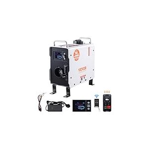 VEVOR Chauffage Diesel 2 kW, Réchauffeur d'Air 12/24/220 V, Contrôle par App Bluetooth, Télécommande et Écran d'Affichage, Alarme CO, Portable, Chauffage Rapide, pour Voiture Bateau Camping Car