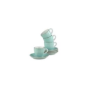 CreaTable, 34040, Série Vintage Nature Aqua, service de vaisselle 8 pièces, ensemble à espresso en porcelaine, compatible lave-vaisselle et micro-ondes, fabriqué en Europe.