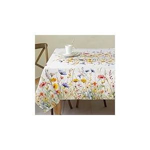 cusugbaso Nappe de Printemps rectangulaire en Polyester résistante à l'eau et Infroissable pour 6 à 8 Places – Motif Floral Fleuri pour Maison, fête et extérieur – 152,4 x 213,4 cm
