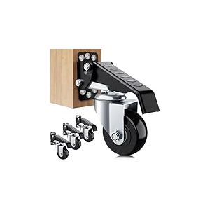 SOLEJAZZ Lot de 4 roulettes escamotables de 330 kg pour établis de travail lourd, roues de banquet, construction tout en acier, roues de table pour meubles d'établi, 4 roulettes pivotantes