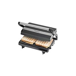 Bestron Machine a panini avec bac de récupération, Appareil panini avec poignée Cool-Touch, Paninimaker avec revêtement antiadhésif, 700 Watt, APM123Z, Couleur: Noir
