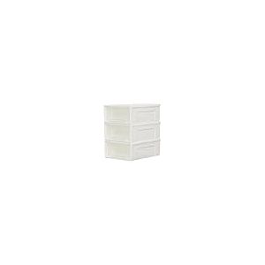 Cetomo 5L*3 Tiroirs de Rangement en Plastique, Organisateurs de Bureau, Tour de Rangement pour Fournitures, Dortoir et Cosmétiques, Superposable, Durable, PP, Sans BPA, Blanc & Clair, 5L - Lot de 3