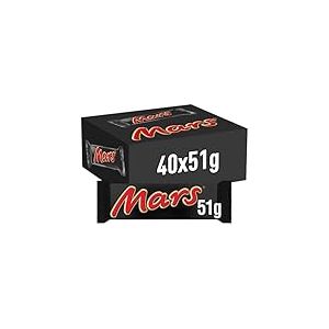 MARS - Barres Chocolat au Lait, Nougat & Caramel - Grand format - 40 barres chocolatées individuelles de 51g