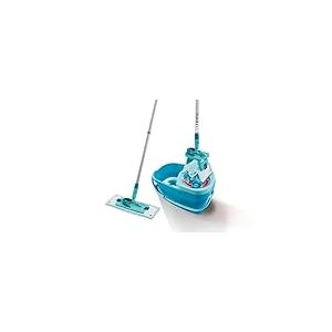 Leifheit Set Clean Twist M Ergo, lave-sol avec molleton ultra doux, seau essoreur et balai à plat essorage facile, balai serpillère microfibre manche télescopique, kit de lavage pour sols délicats