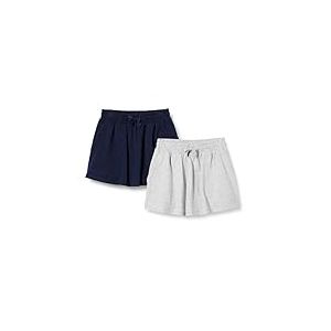 Amazon Essentials Jupe-short avec poche plaqu&eacute;e Fille, Lot de 2, Gris Clair Chin&eacute;/Bleu Marine, 6-7 ans