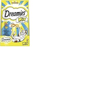 Dreamies Mélange de friandises pour Chat avec Saumon et Fromage - Croustillant à l'extérieur et crémeux à l'intérieur - 6 x 60 g