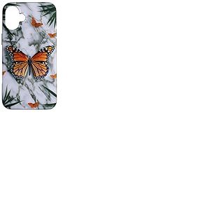 Papillon Monarque Papillons Feuilles Tropicales Blanc Coque pour iPhone 16 Plus