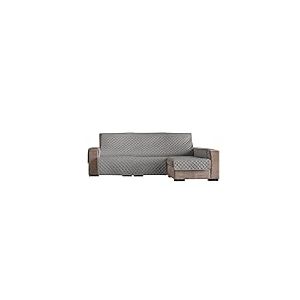 Estoralis | Eden | Housse de canap&eacute; au Design Moderne| Tissu matelass&eacute; r&eacute;versible | Taupe | Chaise Longue 290 cm Bras Droit | Taille du Tissu 290 x 255 cm (Largeur par Hauteur)