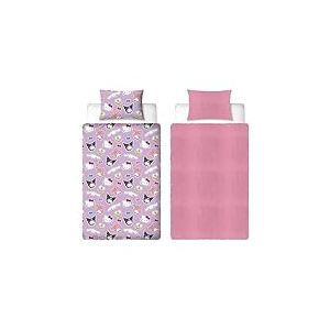 Parure de lit Simple Officielle Hello Kitty Character World, Motif Chill | Housse de Couette réversible en Polaire Double Face, Article Officiel avec taies d'oreiller Assorties.