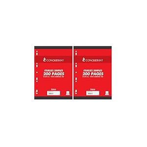 CONQUERANT Feuilles simples perfor&eacute;es A4 90 g 200 pages petits carreaux 5 x 5 (Lot de 2)