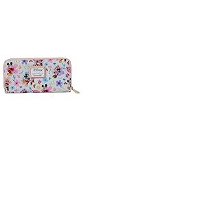 Loungefly Disney Mickey Minnie Mouse Portefeuille &agrave; Fermeture &eacute;clair Motif Floral Multicolore