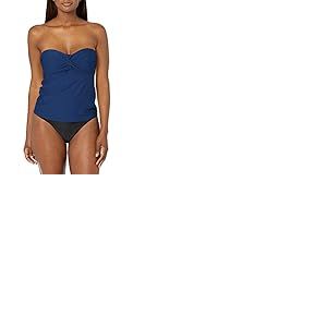 Catalina Twist Front Bandeau Tankini Swimsuit Haut, Bleu Marine, L Femme