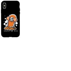 Grave Tomb Skull Dead Skater Skate Die Skateboard Cadeau Coque pour iPhone X/XS
