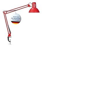 MAUL lampe de bureau MAULstudy en métal | Lampe LED professionnelle | Lampe à pince flexible pour le bureau, le salon et l'atelier | Haute qualité d'éclairage à LED | Sans ampoule | Rouge