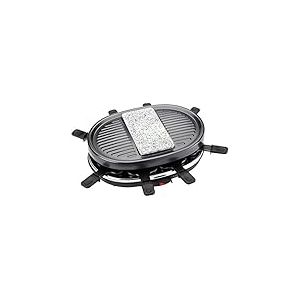 SUNTEC Raclette RAC-9097 [pour 8 personnes, revêtement antiadhésif, gril en aluminium réversible, plaque de grillade en pierre naturelle, max. 900 watt]