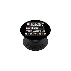 Pull de No&euml;l Laid Naughty Nice It Wasn't Me Pixel PopSockets PopGrip Adh&eacute;sif