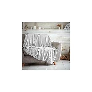 GC GAVENO CAVAILIA Popcorn Couverture de canapé-lit, Facile d'entretien, Super Douce et Chaude, 200 x 240 cm, Motif gaufré argenté