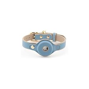Nina Woof Cupertino Collier pour Chien en Cuir végan, rembourré, Boucle réglable, Support AirTag (Non Inclus), Bleu, Taille S (Tour de Cou : 30–38 cm)