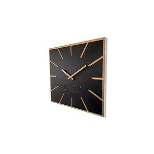 FLEXISTYLE Grande Horloge Murale Moderne carr&eacute;e en Bois Exact ECO, silencieuse, Salon, Chambre &agrave; Coucher, fabriqu&eacute;e en UE (Noir, 60 cm)