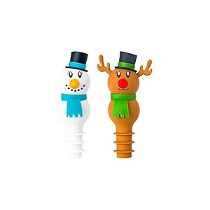 Vigar - Bouchon de bouteille de vin - Modèle Snowman - 8 x 3,5 x 10,5 cm - Idéal pour les amateurs de vin - Bonhomme de neige - Blanc, bleu, noir, marron et vert