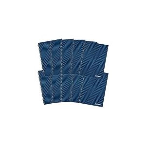 SUMMIT Lot de 10 cahiers A5 &agrave; spirales, lign&eacute; 8 mm, 100 pages, couverture cartonn&eacute;e, perforatrice &agrave; 4 trous, bleu marine