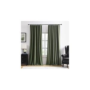 Rain City Lot de 2 Rideaux occultants Extra Larges en Lin avec Crochets pour fen&ecirc;tre de 152,4 x 183 cm, Rideaux pliss&eacute;s avec Pattes arri&egrave;re pour syst&egrave;me de Rail et Porte coulissante en Verre, 177,8 x