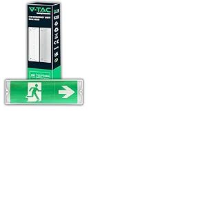 V-TAC Lampe de Secours LED 3W pour Plafond et Mur - Éclairage de Sortie de Secours avec Batterie - Autonomie 3 Heures - IP65 - Lampe pour Issue - Exit - 4 Signalisations Incluses - Lumière 4000K