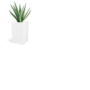 Kloris Jardinière rectangulaire Haute Moderne, modèle OASI 30 x 30 cm, 50 cm, Blanc polyéthylène, fabriqué en Italie