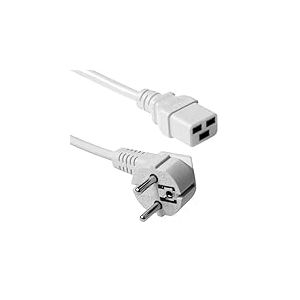 Câble d’Alimentation ACT C19 à CEE7/7 (coudé), 1,8 m, IEC 60320, câble d’Alimentation pour onduleurs et serveurs, Blanc - AK5415