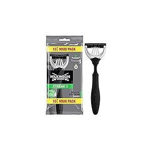 Wilkinson Sword Xtreme 3 Black Edition Rasoirs Jetables Masculins, 10 unités