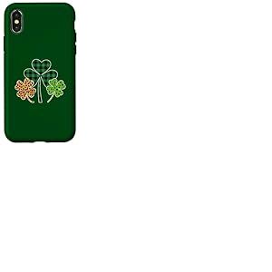Three Clover Shamrocks Leopard Buffalo Plaid St Patrick Coque pour iPhone X/XS