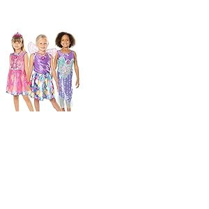 Rubies Coffret Princesses Barbie pour filles, 3 ensembles avec jupes et top, diadème, élastique à cheveux et autocollants, officiel Mattel pour anniversaire, Noël, cadeaux et jeux