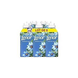 Lenor Adoucissant Lenor 216 Lavages (8 x 27 Lavages), Envolée d’Air, 24H De Fraîcheur Relaxante, Avec Une Touche D’Huiles Essentielles