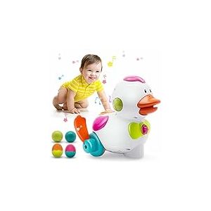 AUBY Sing Waddle Duck Baby, Sensory Toys with Music and Eggs Props, Birthday Gifts for Kids Age 9m+, EC461142