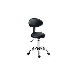 HOMCOM Tabouret &agrave; roulettes, Tabouret de Massage avec Hauteur r&eacute;glable et Dossier Amovible, Chaise pivotant 360&deg; pour Salon de Massage, Salon de Coiffure, Noir