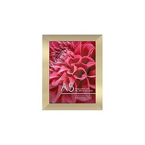Americanflat Cadre Photo A5 Doré - MDF avec Verre Incassable Poli, Chevalet & Matériel de Suspension Intégré - Format Horizontal et Vertical pour Mur et Dessus de Table - 14,8x21 cm