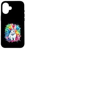 Lapin mignon sur un fond coloré Coque pour iPhone 16