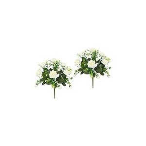 Bouquet de Roses artificielles - Bouquet de Fleurs artificielles - Bouquet de Fleurs en Soie - Bouquet de Fleurs - Rose Sauvage - Fleurs artificielles - Décoration de Mariage - Rose en Soie